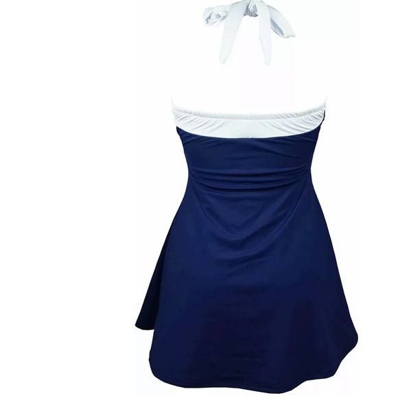 - Navy Blue Retro Inspired SwimDress /Tankini /Swimsuit - Picture 4 of 9